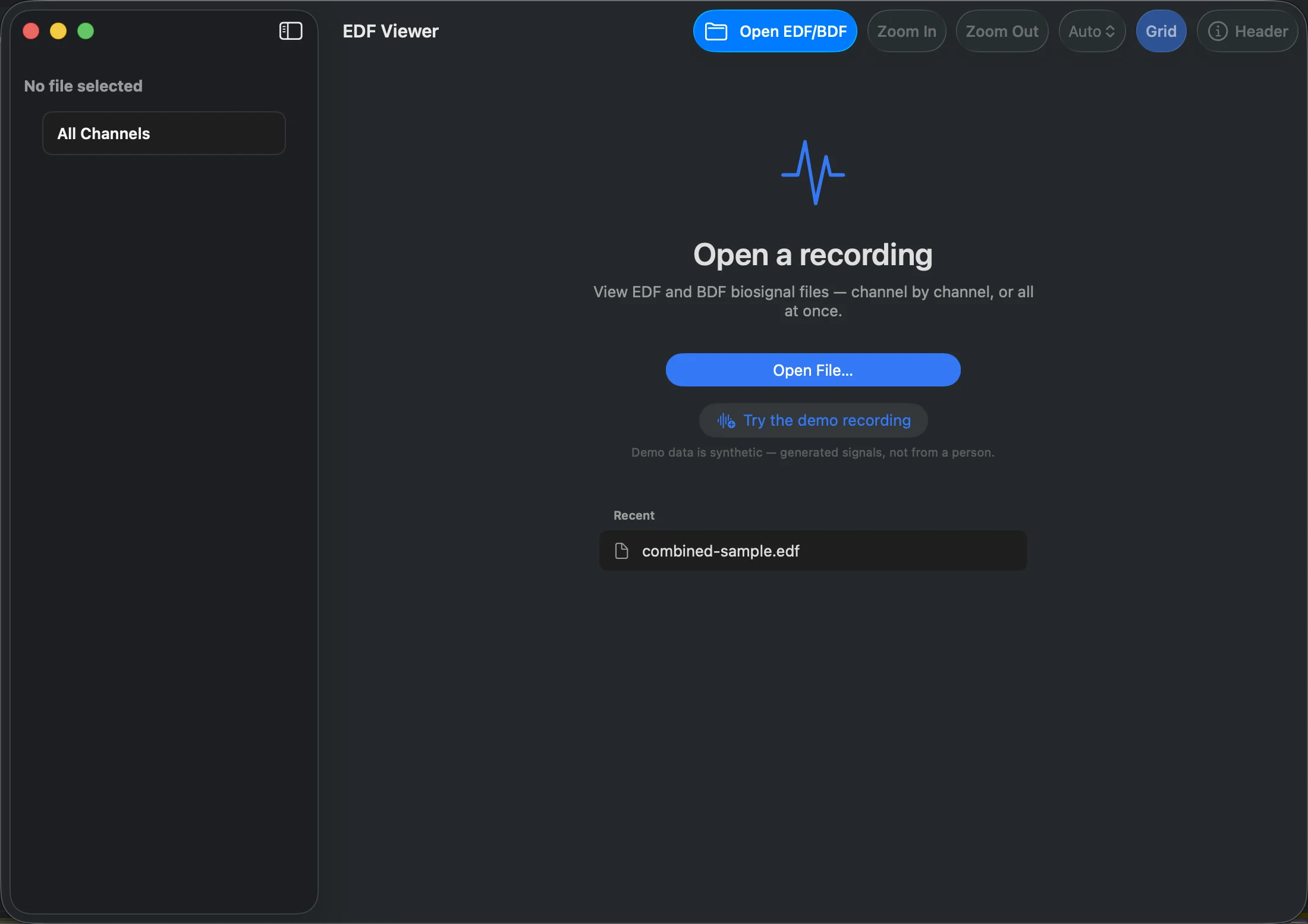 Open EDF and BDF recordings directly